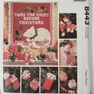 UNCUT!! McCall's 8443 Sewing Pattern "Twas the Night Before Christmas" 1996